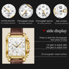 OLEVS Square Watches for Men Brown Leather Multifunctional Chronograph Fashion Business Dress Analog Quartz Wrist Watches Luminous Waterproof