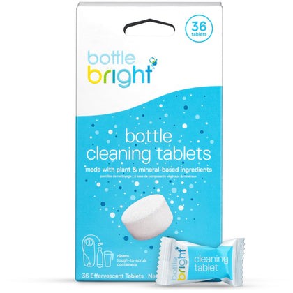 Bottle Bright Single Pack (12 Tablets)- Clean Stainless Steel, Thermos, Tumbler, Insulated and Reusable Water Bottles -Cleaning Tablets are Easy and Safe to Use