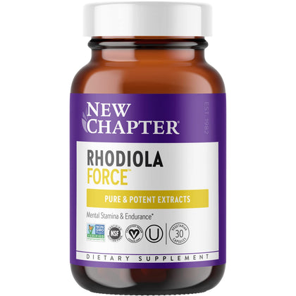New Chapter Rhodiola Force 300mg with Potent Vegan Rhodiola for Mental Focus & Stamina, Endurance + Mood Support + Stress Adaptogen + Non-GMO Ingredients - 30 Count