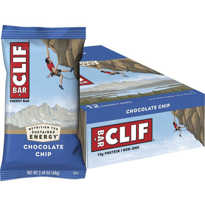 CLIF Bar Energy Bar, Chocolate Chip, 2.4 Oz, 12/box