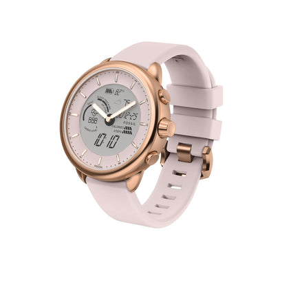 Fossil Men's or Women's Gen 6 Wellness Edition 44mm Silicone Hybrid Smart Watch, Color: Blush (Model: FTW7083)