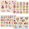 Wooden Peg Puzzles for Toddlers 2 3 Years Old, WOOD CITY Alphabet & Number Puzzles for Kids, 4 Pcs Toddler Puzzles Set - Letters, Numbers, Animals and Vehicles, Learning Toys Gift for Girls and Boys