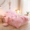 HAIHUA Luxury Plush Shaggy Duvet Cover Flannel Velvet Bedding (1 Faux Fur +2 Pillowcases) Fluffy Comforter Bed Sets 3 Pieces,Zipper Closure (Pink, Queen)