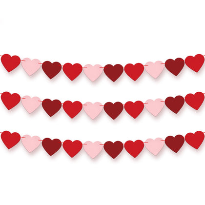 KatchOn, Felt Valentines Day Garland - Pack of 30, No DIY | Red, Pink Heart Garland, Galentines Day Decorations | Heart Banner, Valentine Garland for Valentines Decorations, Valentines Day Decoration