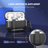 RFUNGUANGO AirPods Pro 2nd Generation Case Cover with Cleaner Kit, Military Hard Shell Protective Armor with Lock for AirPod Gen 2 Charging Case 2023,2022, Front LED Visible,Black
