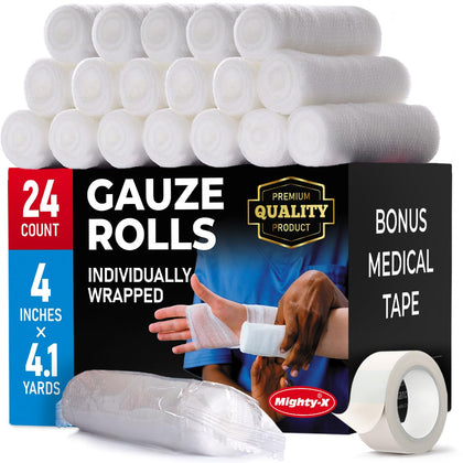 Premium Gauze Rolls - (24 Pack) - 4
