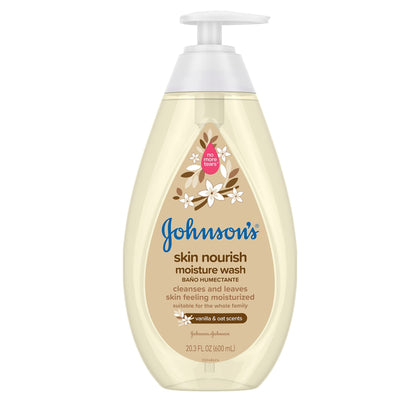 Johnson's Baby Skin Nourishing Moisture Baby Body Wash With Vanilla & Oat Scents, Hypoallergenic & Tear Free Baby Bath Wash, Paraben-, Dye-, Sulfate & Phthalate-Free, 20.3 fl. oz