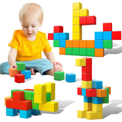 Magnetic Blocks, 1.41 inch Large Magnetic Building Blocks for Toddlers 3 4 5 6 7 8 Years Old Boys Girls Magnetic Cubes for Kids 1-3 Montessori Toys STEM Preschool Educational Building Cube 30 Pcs