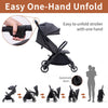 Lightweight Baby Stroller - Gravity Automatic Fold Travel Stroller for Airplane? One-Hand Folding Toddler Stroller?Compact Umbrella Stroller w/Adjustable Backrest/Footrest/Canopy(Black)