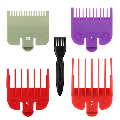 4 Professional Hair Clipper Guards Cutting Guides Fits for Most Wahl Clippers, Color Coded Clipper attachment Replacement - Guard Number: #1/2, 1, 1.5, 2(Length: 1/16, 1/8, 3/16 and 1/4 inch)