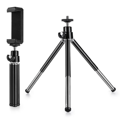 Mini Tripod for Webcam and Phone, Metal Extendable Webcam Stand with Phone Holder, Tripod for Webcam Black