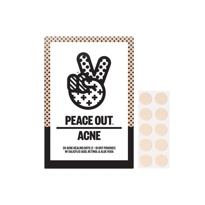 Peace Out Skincare Acne Dots. Hydrocolloid Anti-Acne Pimple Patches with Salicylic Acid and Vitamin A to Quickly Clear Blemishes (20 dots)