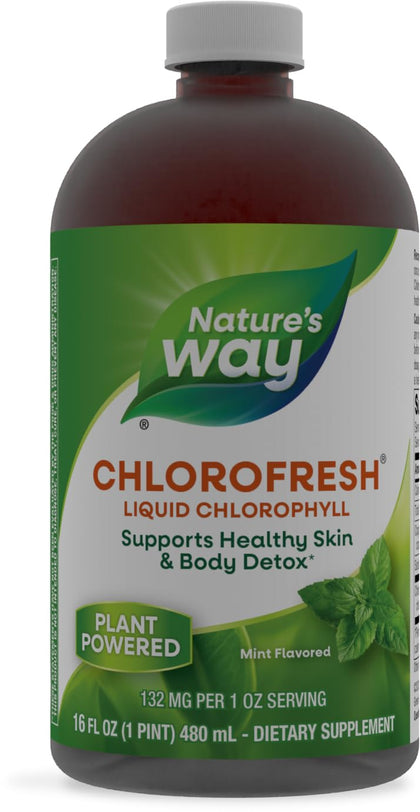 Nature's Way Chlorofresh, Liquid Chlorophyll, Supports Healthy Skin & Body Detox*, Internal Deodorant*, Mint Flavored, 16 Fl. Oz (Packaging May Vary)