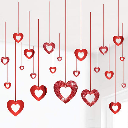 Valentine's Day Glitter Heart Swirl Hanging Decoration - Bridal Shower, Engagement, Anniversary,Wedding Party Decorations