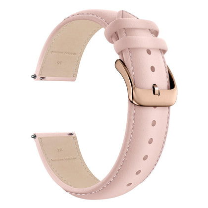 LEUNGLIK Genuine Leather Watch Strap Vintage Retro Style Band Classic Wristband Compatible with Universal Watch, Quick Easy Release Replacement Watchband for Men Women (16mm, Pink, Rose Buckle)