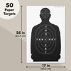 50 Pack Paper Shooting Targets for Range Bulk, Silhouette for Hunting, Handguns, Pistols, Rifles (17 X 25 in)