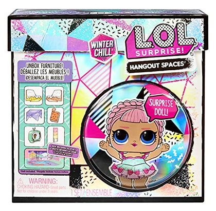 L.O.L. Surprise! Winter Chill Hangout Spaces Furniture Playset with Ice Sk8er Doll, 10+ Surprises with Accessories, for LOL Dollhouse Play- Collectible Toy for Kids, Gift for Girls Boys Ages 4 5 6 7+
