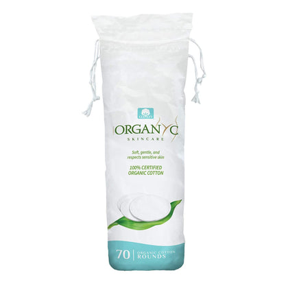 Organyc 100% Organic Cotton Rounds - Biodegradable Cotton, Chemical Free, For Sensitive Skin (70 Count) - Daily Cosmetics. Beauty and Personal Care