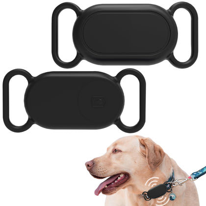 2PCS Silicone Case for Samsung Smart Tag 2 for Dog Collar, Protective Cover Sleeve Compatible with Samsung Smart Tag 2 Tracker, Item Finder Accessories, Devices Protector for Securing Holding Black
