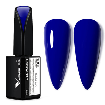 VENALISA 15ml Gel Nail Polish, Deep Blue Color Soak Off UV LED Nail Gel Polish Nail Art Starter Manicure Salon DIY at Home, 0.53 OZ