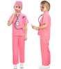 BOMLY Doctor Costume for Kids 7Pcs Toddler Nurse Scrubs Set With Halloween Dress Up Costumes for Boys and Girls Ages 3-11 (Pink, 5T-6T)