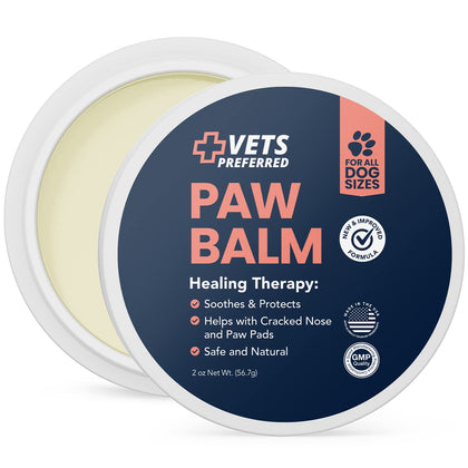 Vets Preferred Paw Balm Pad Protector for Dogs - Dog Paw Balm Soother - Heals, Repairs and Moisturizes Dry Noses and Paws - Ideal for Extreme Weather Season Conditions - 2 Oz