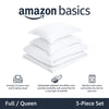 Amazon Basics Lightweight Microfiber 3 Piece Duvet Cover Set With Zipper Closure, Full/Queen, Bright White, Solid