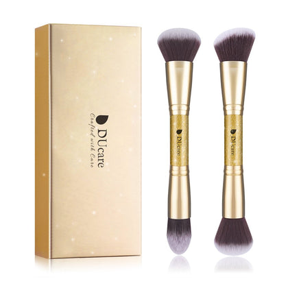 DUcare Makeup Brushes Duo End Foundation Powder Buffer and Contour Brush Synthetic Cosmetic Tools 2Pcs