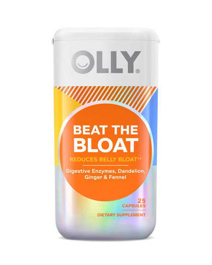 OLLY Beat The Bloat Capsules, Digestive Support Enzymes, Supplement for Women - 25 Count