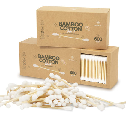 1200 Pack Organic Cotton Swabs Natural Cotton Swabs for Ears Cruelty-Free Cotton Swabs Biodegradable All Natural Chlorine-Free & Hypoallergenic Cotton Swabs Comes with Eco Friendly Cotton Swab Holder