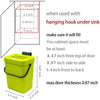 Jesintop Food Waste Basket Bin for Kitchen, Odor-Free Food Scrap Container,Small Countertop Compost Bin with Lid, Mini Garbage Can Wall Mounted Trash Can, 3L/0.8 Gal Series, Green