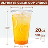 AOZITA 120 Sets - 20 oz Clear Plastic Cups with Lids, Disposable Cups With Straw Slot Lids for Cold Drinks, Milkshake, Smoothie, Iced Coffee and TO-GO Drinkings