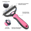 XLCL pet Pet Grooming Tool - 2 Sided Undercoat Rake for Cats and Dogs - Safe Dematting Comb for Easy Mats & Tangles Removing - No More Nasty Shedding and Flying Hair
