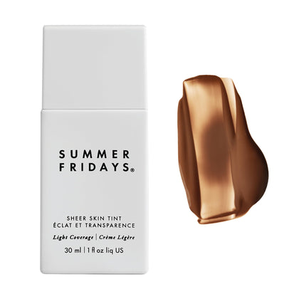 Summer Fridays Sheer Skin Tint - Tinted Moisturizer with Hyaluronic Acid - Helps Diminish Uneven Skin Tone - Sheer to Light Coverage - Shade 8 - Medium Deep with Neutral Warm Undertones (1 Fl Oz)