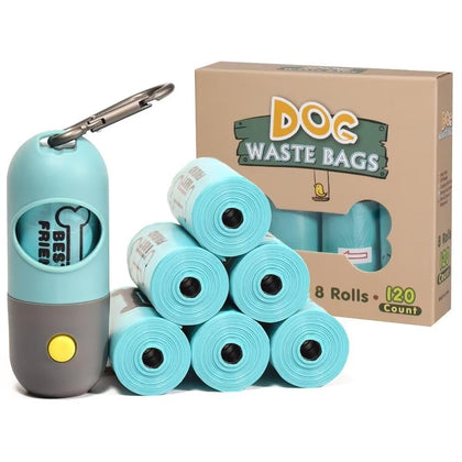 Potaroma Dog Poop Bags, 8 Rolls Guaranteed Leak-Proof Doggie Poop Bags, Extra Thick Waste Bags, Lavender Scented, 120 Count, Includes Flashlight Bag Dispenser Holder