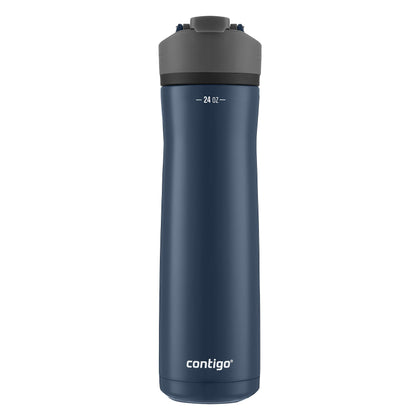 Contigo Cortland Chill 2.0 Stainless Steel Vacuum-Insulated Water Bottle with Spill-Proof Lid, Keeps Drinks Hot or Cold for Hours with Interchangeable Lid, 24oz, Blueberry