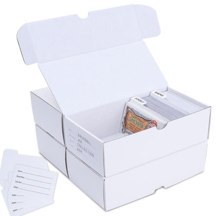 Leyzan Trading-Card Storage Box, 4-Pack  400 Count Corrugated Cardboard Storage Box with dividers & labels for TCG/Magic/Mtg Storage and Collection, Horizontal