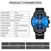 GOLDEN HOUR Men's Watches with Stainless Steel and Metal Casual Waterproof Chronograph Quartz Watch, Auto Date in Blue Face with Silver Hands
