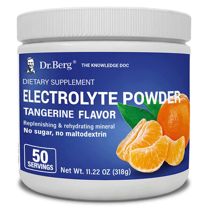 Dr. Berg Hydration Keto Electrolyte Powder - Enhanced w/ 1,000mg of Potassium & Real Pink Himalayan Salt (NOT Table Salt) - Tangerine Flavor Hydration Drink Mix Supplement - 50 Servings