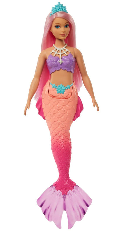Barbie Dreamtopia Mermaid Doll with Curvy Body, Pink Hair, Pink Ombre Tail & Tiara Accessory