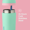 Owala Kids Flip Insulation Stainless Steel Water Bottle with Straw, Locking Lid Water Bottle, Kids Water Bottle, Great for Travel, 14 Oz, Teal and Pink