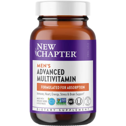 New Chapter Men's Multivitamin Every Man Fermented with Probiotics + Selenium + B Vitamins + Vitamin D3 + Organic NonGMO Ingredients ct, 72 Count
