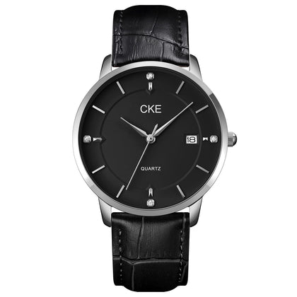 CKE Men's Watch Waterproof Watch Quartz Wristwatch Analog Date with Leather Strap.