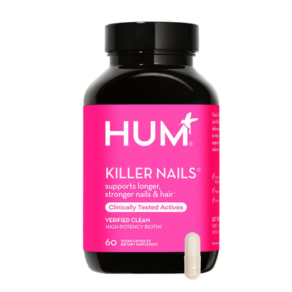 HUM Killer Nails - Supports Longer, Stronger Nails & Hair - Highly Potent Vegan Biotin for Growth & Health (60 Capsules)