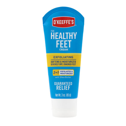 O'Keeffe's for Healthy Feet Exfoliating and Moisturizing Foot Cream, Guaranteed Relief for Extremely Dry, Cracked Feet, Softer Feet in 1 Use, 3.0 Ounce Tube, (Pack of 1)