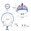 Necklace Bracelets Ear Clips Set Pendant with Mermaid Crown 6PCS Purple Plastic Party Dress Up Pretend Play Set
