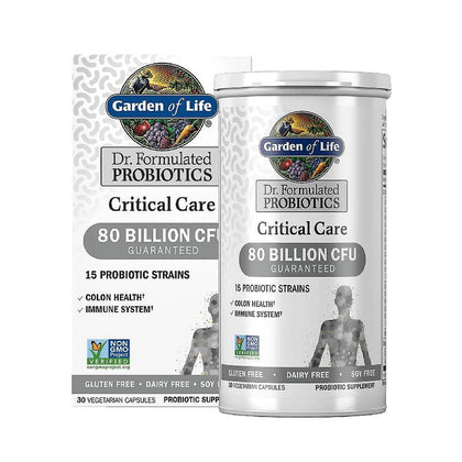 Garden of Life Dr. Formulated Probiotics Critical Care 80 Billion CFU 15 Strains Colon Health and Immune System, 30 Capsules