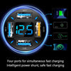 4-in-1 Car Charger 66W Super Fast Charging with USB 2.4A&QC 3.0(Voltmeter&LED Lights) Universal Quick Charge for 12-24V Car Cigarette Lighter Plug,Compatible with iPhone 14 13 12,S22 S21 S20(BK350)
