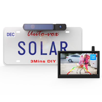 AUTO-VOX Solar Wireless Backup Camera for Trucks, 3Mins DIY Install with 5