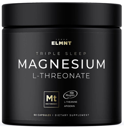 ELMNT Triple Sleep Sleep Supplement Capsules w. Apigenin, Theanine & Magtein Magnesium L-Threonate - Highest Absorption.